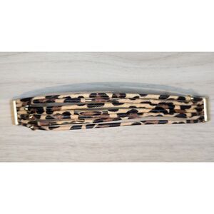 Leopard Print Wrap Bracelet Multi Strand Cord Magnetic Clasp Gold Tone